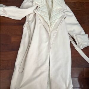 Finesse Cream Quilted-Lapel Pea Coat